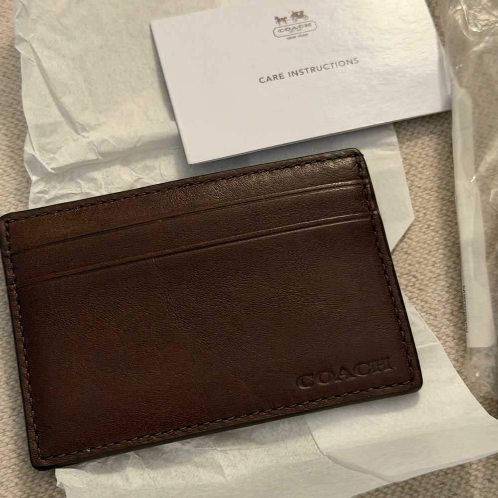 Coach Dark Brown Leather Card Holder